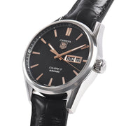 Tag Heuer Carrera Calibre 5 Automatic Black Dial Black Leather Strap Watch for Men - WAR201C.FC6266
