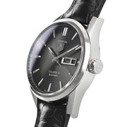 Tag Heuer Carrera Automatic Black Dial Black Leather Strap Watch for Men - WAR201A.FC6266