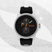 Hugo Boss Detroit Sport Quartz Black Dial Black Rubber Strap Watch for Men - 1550006