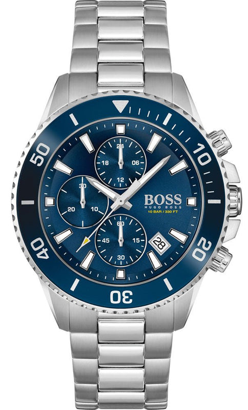 Hugo Boss Admiral Chronograph Blue Dial Silver Steel Strap Watch for Men - 1513907
