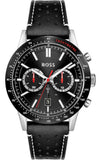 Hugo Boss Allure Chronograph Black Dial Black Leather Strap Watch for Men - 1513920