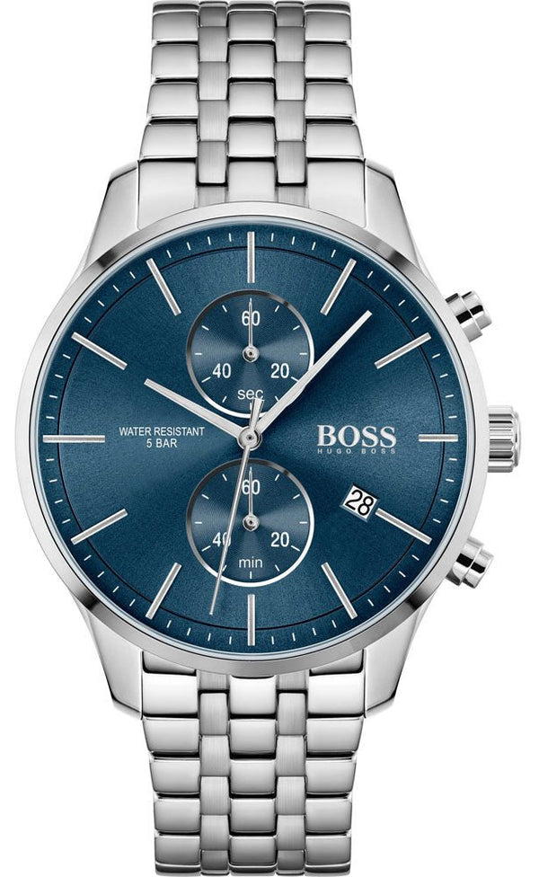 Hugo Boss Associate Chronograph Blue Dial Silver Steel Strap Watch for Men - 1513839