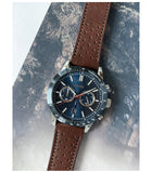 Hugo Boss Allure Chronograph Blue Dial Brown Leather Strap Watch for Men - 1513921