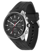 Hugo Boss Distinct Chronograph Black Dial Black Rubber Strap Watch for Men - 1513855