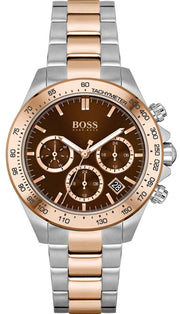Hugo Boss Novia Chronograph Brown Dial Two Tone Steel Strap Watch for Women - 1502617