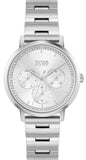 Hugo Boss Prima Chronograph Silver Dial Silver Steel Strap Watch for Women - 1502570