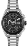 Hugo Boss Volane Chronograph Black Dial Silver Steel Strap Watch for Men - 1513949