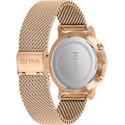 Hugo Boss Integrity Chronograph Black Dial Rose Gold Mesh Bracelet Watch for Men - 1513808