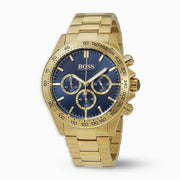 Hugo Boss Ikon Chronograph Blue Dial Gold Steel Strap Watch for Men - 1513340