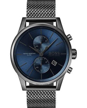 Hugo Boss Jet Chrongraph Blue Dial Gunmetal Grey Mesh Bracelet Watch for Men  - 1513677