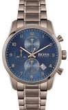 Hugo Boss Skymaster Chronograph Blue Dial Brown Steel Strap Watch for Men - 1513788