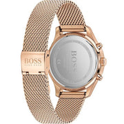 Hugo Boss Companion Chronograph Black Dial Rose Gold Mesh Strap Watch For Men - 1513548