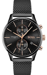 Hugo Boss Associate Chronograph Black Dial Black Mesh Bracelet Watch for Men - 1513769