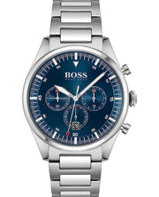 Hugo Boss Pioneer Chronograph Blue Dial Silver Steel Strap Watch for Men - 1513867