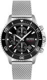 Hugo Boss Admiral Chronograph Black Dial Silver Mesh Bracelet Watch for Men - 1513904