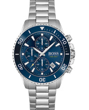 Hugo Boss Admiral Chronograph Blue Dial Silver Steel Strap Watch for Men - 1513907