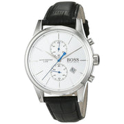 Hugo Boss Jet Chronograph White Dial Black Leather Strap Watch for Men - 1513282