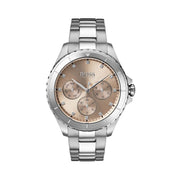 Hugo Boss Premiere Chronorgaph Rose Gold Dial Silver Steel Strap Watch for Women - 1502444