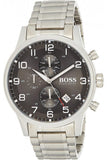 Hugo Boss Aeroliner Chronograph Black Dial Silver Steel Strap Watch for Men - 1513181