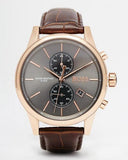Hugo Boss Jet Chronograph Grey Dial Brown Leather Strap Watch for Men - 1513281