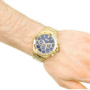 Hugo Boss Ikon Chronograph Blue Dial Gold Steel Strap Watch for Men - 1513340