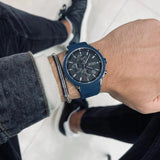 Hugo Boss Velocity Chronograph Black Dial Blue Rubber Strap Watch for Men - 1513717