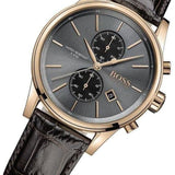 Hugo Boss Jet Chronograph Grey Dial Brown Leather Strap Watch for Men - 1513281