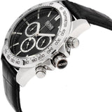Hugo Boss Ikon Chronograph Black Dial Black Leather Strap Watch for Men - 1513178
