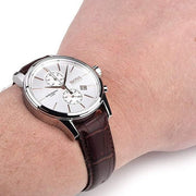 Hugo Boss Jet Chronograph Silver Dial Brown Leather Strap Watch for Men - 1513280