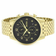 Hugo Boss Navigator Chronograph Black Dial Gold Steel Strap Watch for Men - 1513531