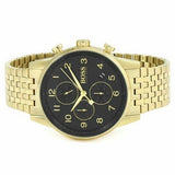 Hugo Boss Navigator Chronograph Black Dial Gold Steel Strap Watch for Men - 1513531