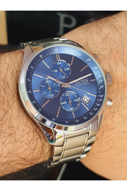 Hugo Boss Grand Prix Chronograph Blue Dial Silver Steel Strap Watch for Men - 1513478