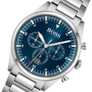 Hugo Boss Pioneer Chronograph Blue Dial Silver Steel Strap Watch for Men - 1513867