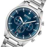 Hugo Boss Pioneer Chronograph Blue Dial Silver Steel Strap Watch for Men - 1513867
