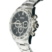 Hugo Boss Ikon Chronograph Black Dial Silver Steel Strap Watch for Men - 1512965