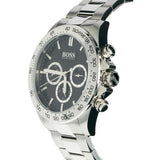 Hugo Boss Ikon Chronograph Black Dial Silver Steel Strap Watch for Men - 1512965