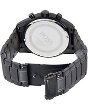Hugo Boss Skymaster Chronograph Black Dial Black Steel Strap Watch for Men - 1513785