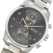 Hugo Boss Skymaster Chronograph Grey Dial Two Tone Steel Strap Watch for Men - 1513789