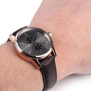 Hugo Boss Jet Chronograph Grey Dial Brown Leather Strap Watch for Men - 1513281