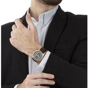 Hugo Boss Jet Chronograph Grey Dial Brown Leather Strap Watch for Men - 1513281