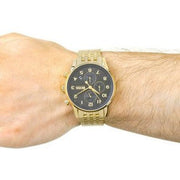 Hugo Boss Navigator Chronograph Black Dial Gold Steel Strap Watch for Men - 1513531