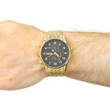 Hugo Boss Navigator Chronograph Black Dial Gold Steel Strap Watch for Men - 1513531