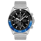 Hugo Boss Ocean Edition Chronograph Black Dial Silver Mesh Strap Watch for Men - 1513742