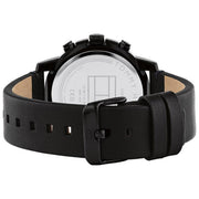 Tommy Hilfiger Troy Chronograph Black Dial Black Leather Strap Watch For Men - 1792110