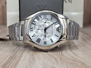 Emporio Armani Valente Chronograph Silver Dial Silver Steel Strap Watch For Men - AR11081