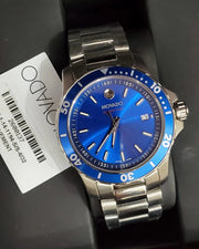 Movado Series 800 Blue Dial Silver Steel Strap Watch For Men - 2600137