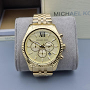 Michael Kors Lexington Gold Dial Gold Steel Strap Watch for Men - MK8281
