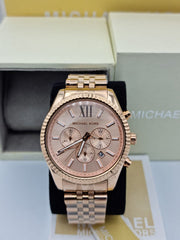 Michael Kors Lexington Rose Gold Dial Rose Gold Steel Strap Watch for Men - MK8319
