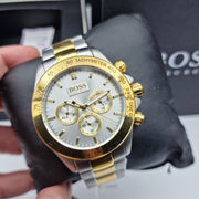 Hugo Boss Ikon Chronograph Silver Dial Two Tone Steel Strap Watch for Men - 1512960