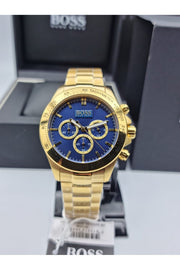 Hugo Boss Ikon Chronograph Blue Dial Gold Steel Strap Watch for Men - 1513340
